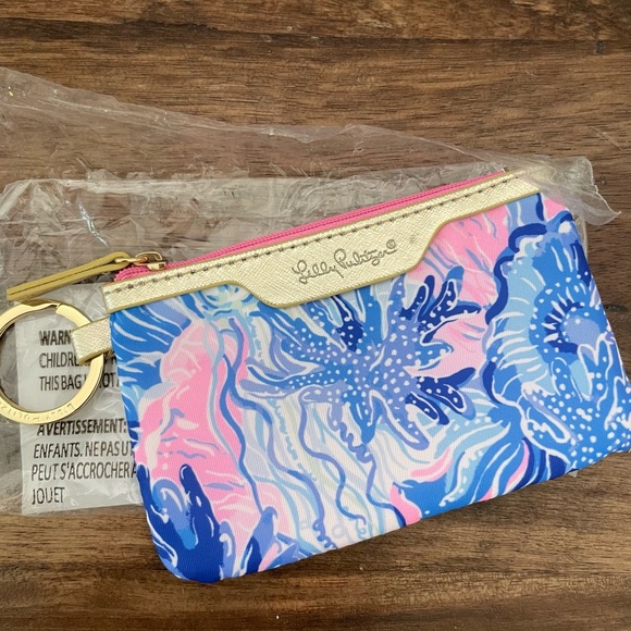 Lilly Pulitzer Blue and Pink Oceanic ID Case - Picture 1 of 4